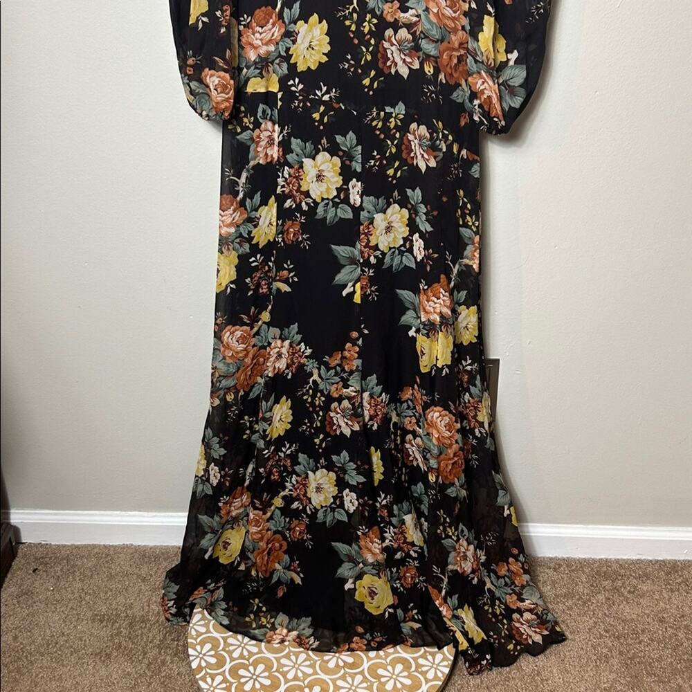 Veronica Beard Avani brown floral silk bias cut maxi dress with slit EUC - Picture 14 of 16